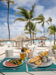 Poolside eats at the Hilton Aruba.