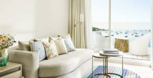 Nobu Hotel Ibiza Bay features 152 Ibizan-style rooms and suites complete with floor-to-ceiling windows and open terraces.