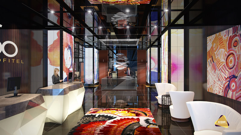 An artist impression of the lobby at Sofitel So Auckland.