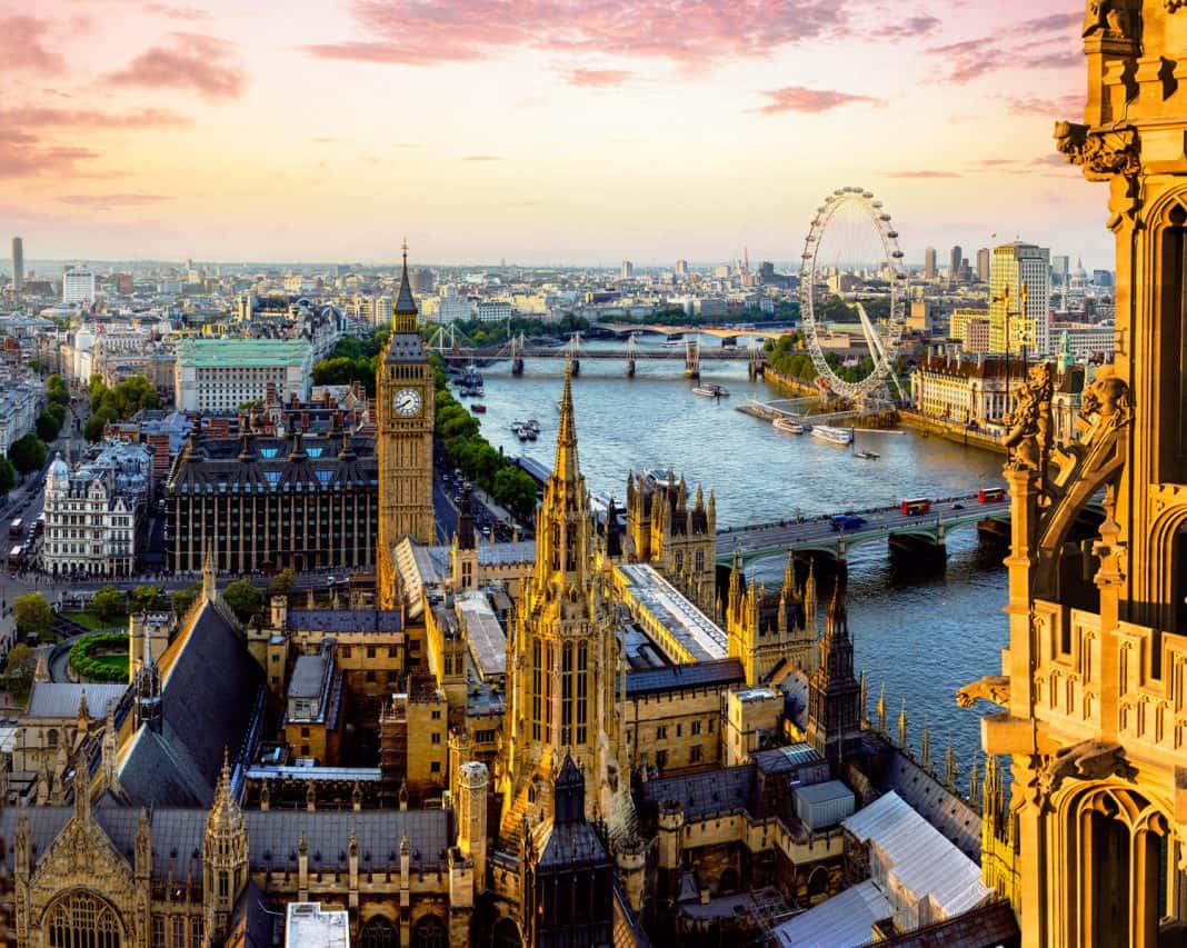 The view from Victoria Tower in London England. (Photo credit: VisitEngland/Andrew Pickett)