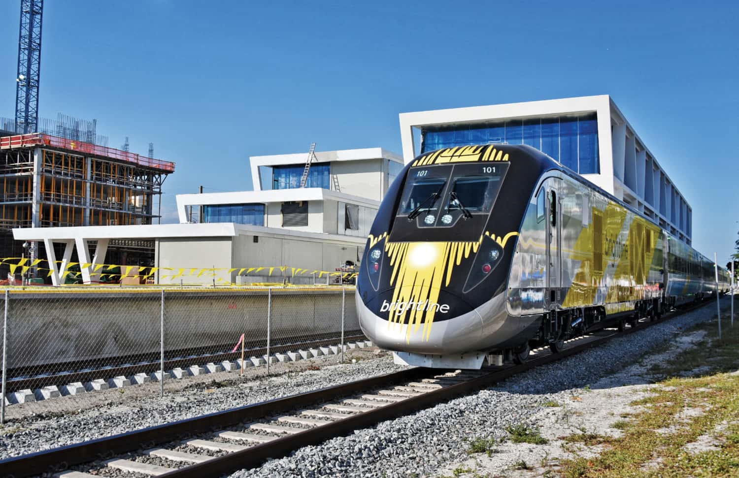 A Brightline train at the West Palm Beach station. 