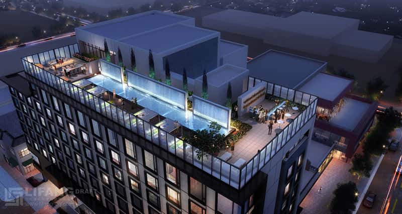 A rendering of the rooftop at The Jacquard in Denver, Colorado.