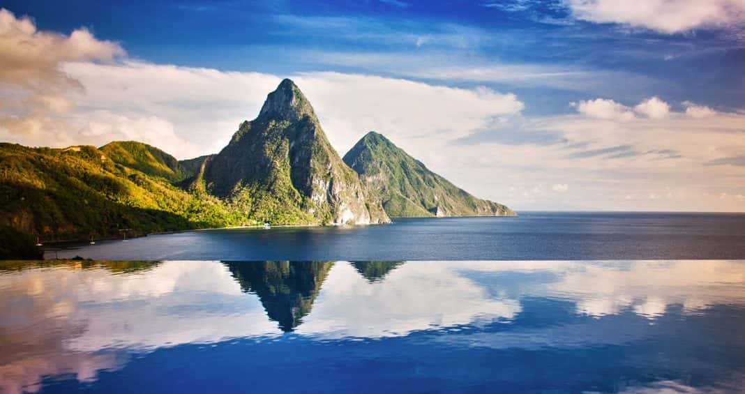 The Pitons From Jade Mountain. (Photo credit: Saint Lucia Tourist Board)