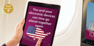 Qatar Airways lifts ban on electronic devices.