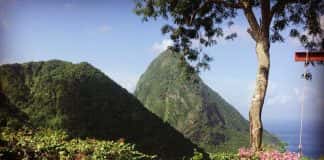 View of the Piton from Ladera in Saint Lucia