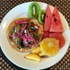 Tostada and fresh fruit were among a huge selection of tasty dishes at the breakfast buffet.