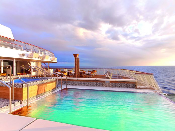 The infinity pool is one of many places on board passengers can sit back and relax.