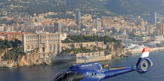A complimentary helicopter transfer is just one benefit of Monaco's VIP travel program.