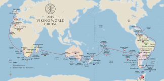 Cruisers on the 2019 Viking World Cruise will enjoy sail for 128 days following the itinerary above.