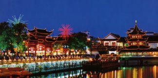 Clients can take in the views of a Confucius temple on a river cruise in Nanjing.