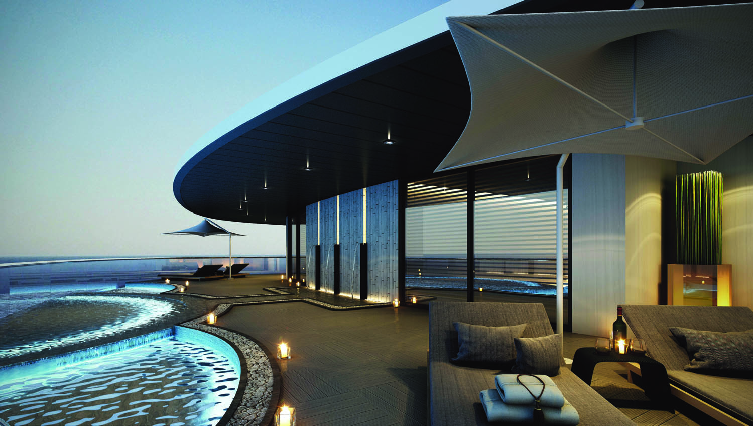 Rendering of the spa plunge pools on board the Scenic Eclipse.