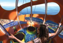 The brand-new Sky Pad, a virtual reality, bungee trampoline attraction, on board RCI’s Mariner of the Seas.