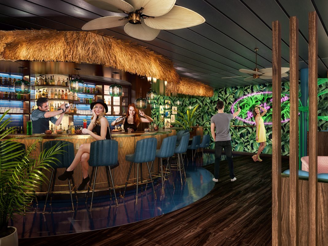 The Bamboo Room, a Polynesian-themed bar, is one of several new offerings guests can expect to see on the Mariner of the Seas.