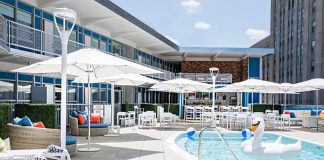When the weather warms up, guests can soak up the sun on Unscripted Durham's rooftop pool.