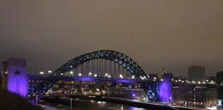 Evening views of the bridges over the River Tyne, which connect Newcastle upon Tyne and Gateshead.