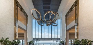 The resort’s chic lobby gives way to beautiful ocean views.