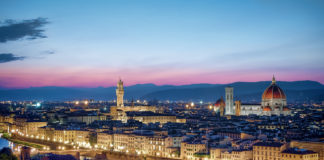 Nighttime views of Florence, one of the stops on the Italy FAMs hosted by Tours Specialists Inc.