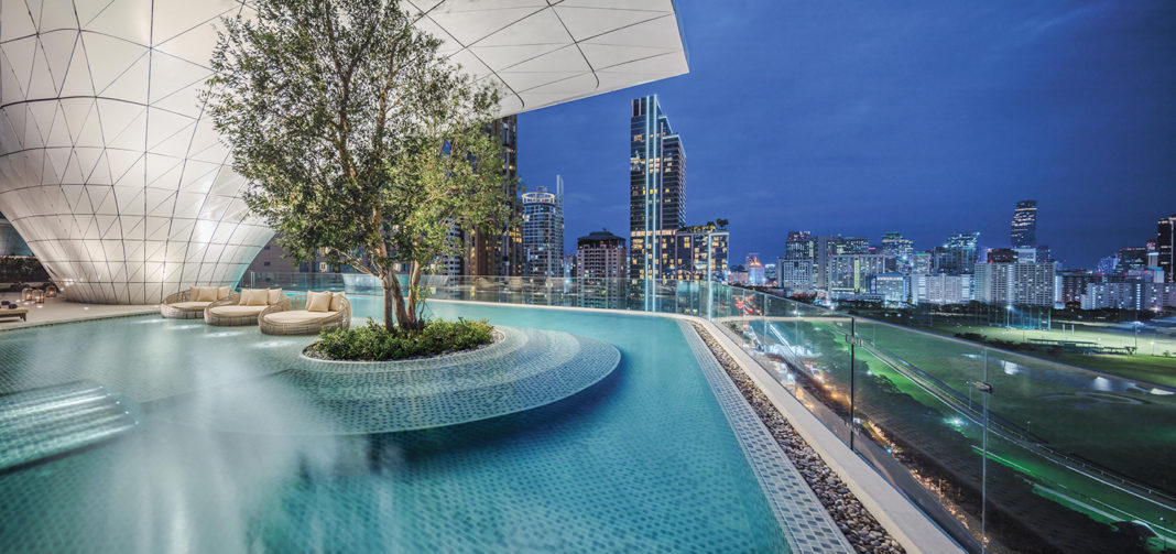 Views from the Waldorf Astoria Bangkok pool.