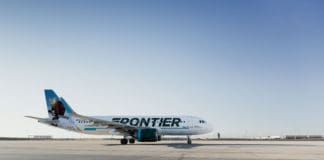 Frontier Airlines jet on tarmac