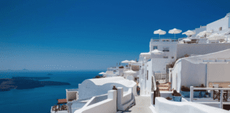 Santorini's Fira as seen by Celestyal Cruises.