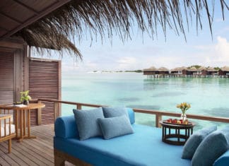 Terrace of an Overwater Villa at Anantara Veli Maldives Resort.