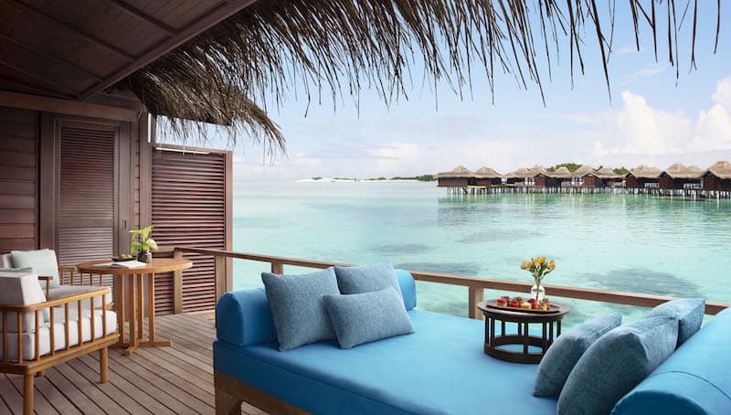 Terrace of an Overwater Villa at Anantara Veli Maldives Resort.