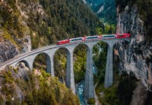 The Nostalgia train travels on the spectacular 213 ft.-high Landwasser Viaduct. (Photo courtesy Avanti Destinations and Visit Graubunden)